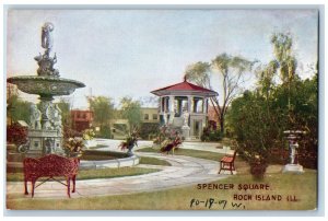 Rock Island Illinois IL Postcard View Of Spencer Square c1910's Unposted Antique