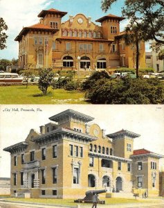 2~Postcards PENSACOLA, Florida FL  CITY HALL 1913 View~Cannon & Chrome~50's Cars