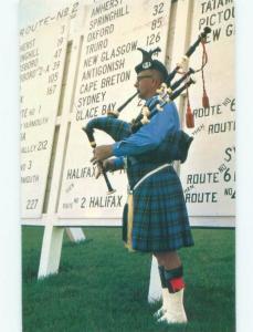 Pre-1980 BAGPIPE PLAYER BY VINTAGE DISTANCES SIGN Amherst Nova Scotia NS E6338