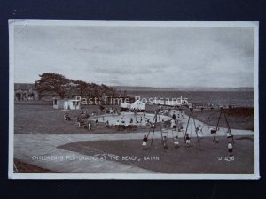 Scotland NAIRN Children's Playground at the Beach shows TEA CAFE c1955 Postcard