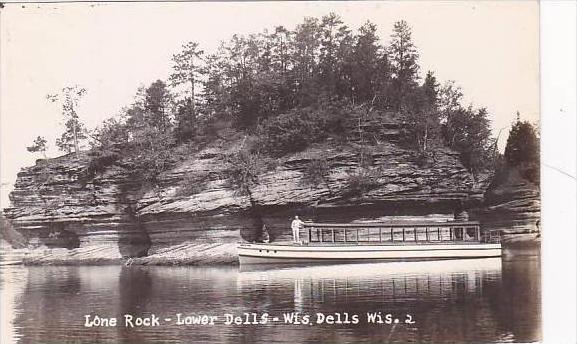 Wisconsin Dells Lone Rock Lower Dells Real Photo RPPC