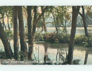 Bent - Divided-Back CEDAR RIVER & PARK SCENE Waterloo Iowa IA r8241