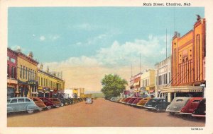 Chadron Nebraska Main Street, Cafe, White Border Vintage Postcard U6877