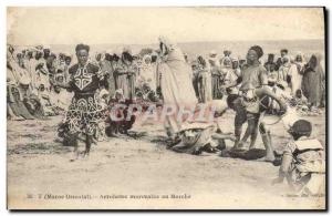 Old Postcard Oriental Morocco Moroccan Acrobats at walking