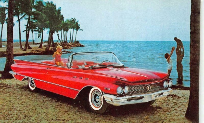 THE TURBINE DRIVE BUICK CONVERTIBLES NORWOOD NEW YORK CAR AD POSTCARD (1960s)