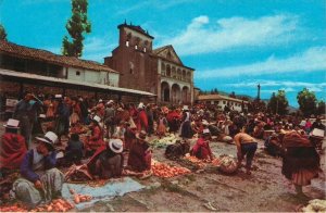 Sunday Market Scene in Cuzco (Cusco) Peru Vintage Postcard