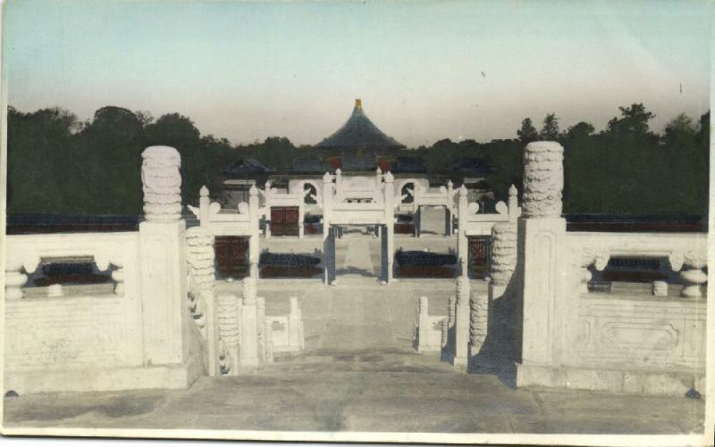 china, PEKING, Set of 9 Coloured Real Photos of the Temple of Heaven (1920s)