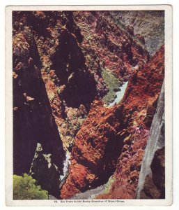 P1524 old unused postcard see railroad in the rocky royal gorge colorado