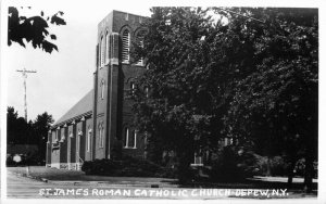 Depew New York St James Roman Catholic Church 1950s RPPC Photo Postcard 20-924
