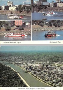 2~4X6 Postcards Charleston WV West Virginia STERNWHEEL REGATA~RACE & Aerial View