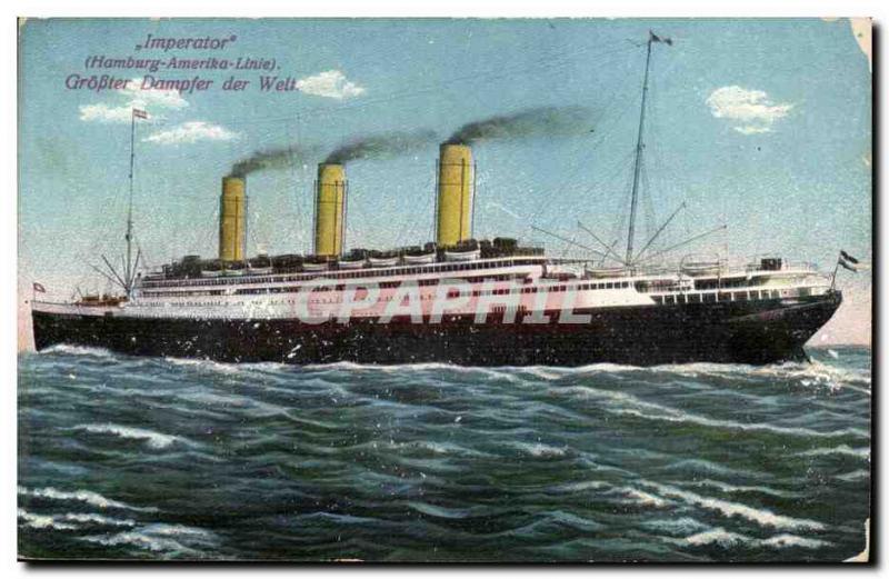 Imperator Old Postcard Hamburg Amerika Linie Grosser Dampfer der Welt (batea ...