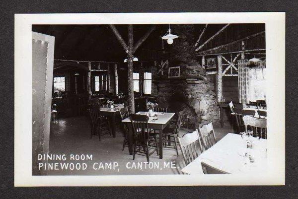 ME Dining Room Pinewood Camp Canton Maine Real Photo Postcard RPPC RP PC