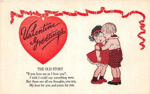 VALENTINE'S DAY Love Holiday Postcard No 2289 Juvenile KISS Kids Old Story 353