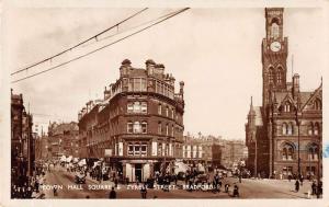 Bradford England Town Hall Square Real Photo Antique Postcard J60355