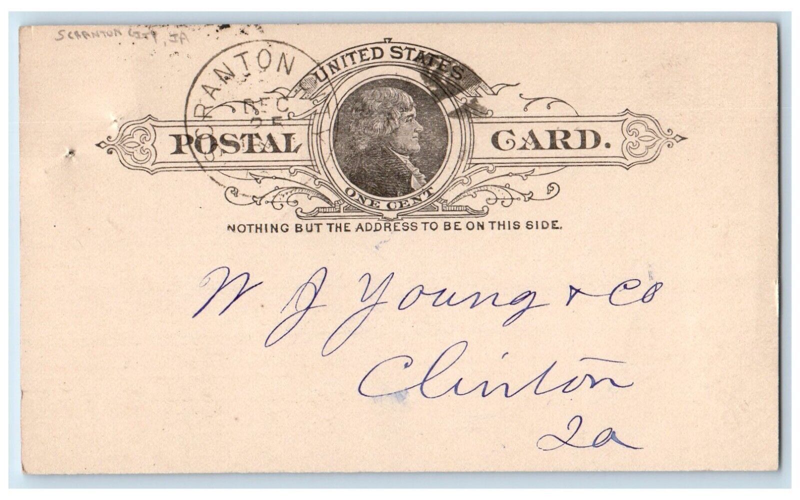 1889 WJ Young & Co. Send Bill of Lumber Scranton City IA Clinton IA