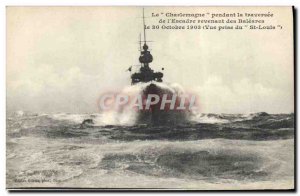 Postcard Old boat during the crossing GuerreLe Charlemagne Wing returning fro...