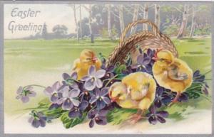 Easter Young Chicks and Purple Flowers Tucks