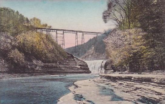 Upper Falls And Portage Bridge Letchworth State Park P O Castile New York Han...