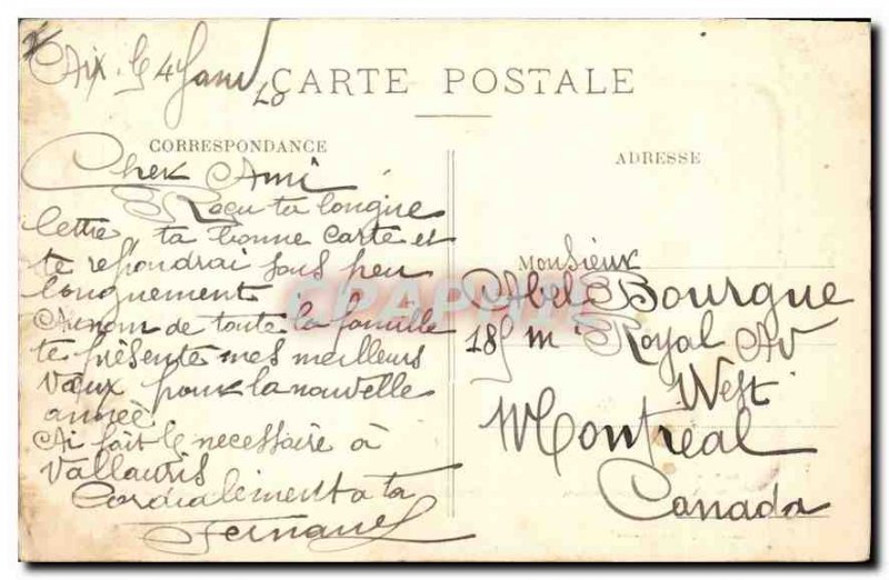 Old Postcard Aix en Provence Fontaine des Quatre Dauphins