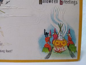 Halloween Postcard Fantasy Bewitching Feast Bats Black Cat Witches 300 SAS  