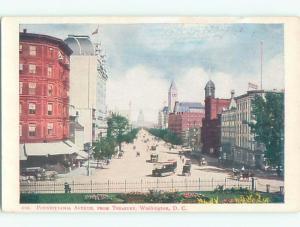 Unused Pre-1907 HORSE & BUILDINGS ON PENNSYLVANIA AVENUE Washington DC Q1483