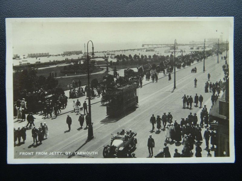 Norfolk GT. YARMOUTH FRONT From Jetty c1920's RP Postcard