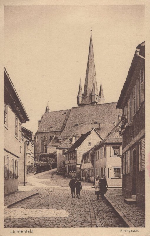 Women Laughing at Lichtenfels Kirchgasse German Old Postcard