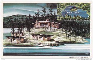 Aerial View, Wolf Lake Lodge, WOLF LAKE, Alberta, Canada, 40-60´s