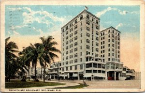 Miami Beach FL - FLORIDA - TWELFTH BOULEVARD 1920 - VINTAGE POSTCARD 1921