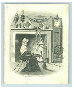 1884 Robinson Engraved Card Lady Fine Place Knitting Victorian Trade Card P85