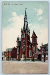 York Pennsylvania PA Postcard St Mary Church Exterior View Building 1910 Vintage