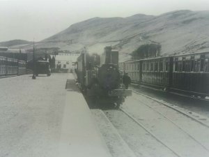 Isle of Man Railway Peel Station 1957 Engine 14 Thornhill Vintage Repro Postcard