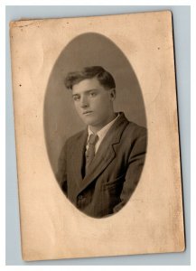 Vintage 1910's RPPC Postcard - Studio Portrait Well Dressed Young Man