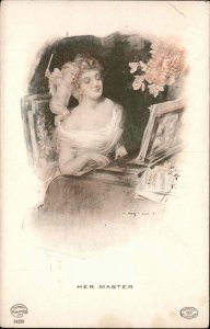 Henry Hutt Her Master Beautiful Woman at Piano Detroit Pub c1910 Postcard