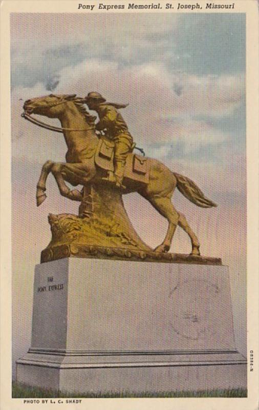 Missouri St Joseph Pony Express Memorial 1951 Curteich