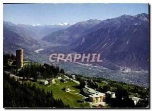 Modern Postcard Montana Vermala sur Sierre Tower Supercrans and Rhone Plain t...