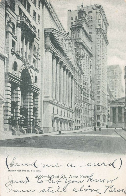 Broad Street, Manhattan, New York City, N.Y., Early Postcard, Used in 1905