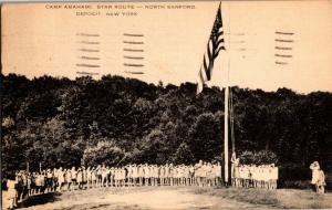 Girl Scout Camp Amahami, Flag Raising Deposit NY c1955 Vintage Postcard P14
