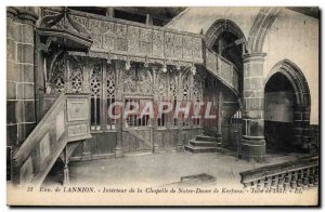 Old Postcard Lannion Interior Of The Chapel Of Our Lady Of Kerfons Jube