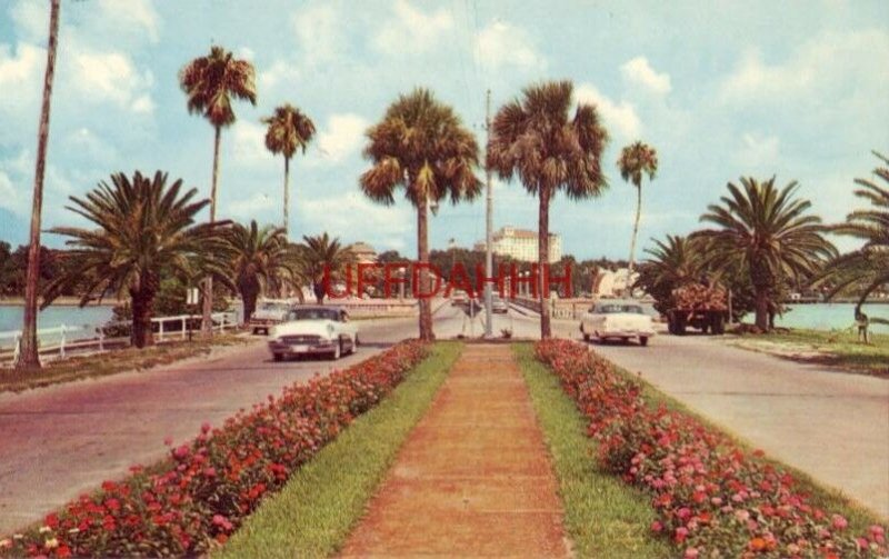 EAST END OF MEMORIAL CAUSEWAY APRROACHING CLEARWATER, FL. circa 1960