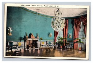 Vintage 1920s Postcard Blue Room, White House, Washington D.C.