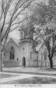 M E Church Church Edgerton Wisconsin 1910c postcard