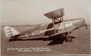 Aviation PS & IWA Fox Moth Airplane De Havilland Sweetman RPPC Postcard H37