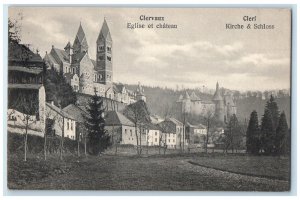 1913 Church Chateau Clervaux Church Castle Clerf Luxembourg Antique Postcard