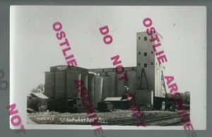 Sheldon ILLINOIS RPPC c1920 NORRIS GRAIN ELEVATOR Railroad nr Kankakee Gilman IL