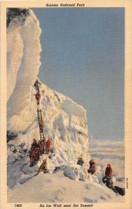 Washington Rainer National Park    Tourist Climbing  Scaling  An Ice Wal...