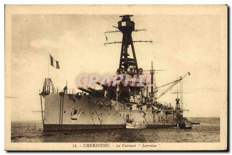 Old Postcard Boat Cherbourg Lorraine armor