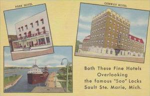 Michigan Marie Park Hotel and Ojibway Hotel Both Thoese Fine Hotels Overlooki...