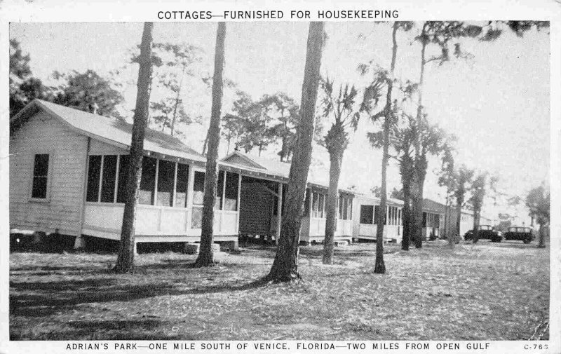 Adrian's Park Cottage Motel Venice Florida 1940 postcard