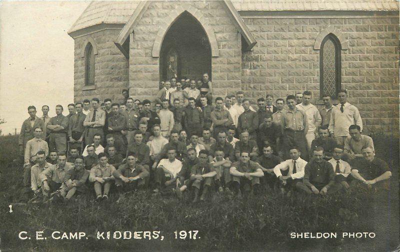 1917 C.E. Camp Kidders Group Photo Sheldon RPPC Real photo postcard 789